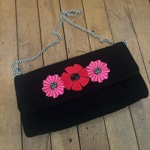 Vera Bradley quilted, beaded embroidered floral evening bag